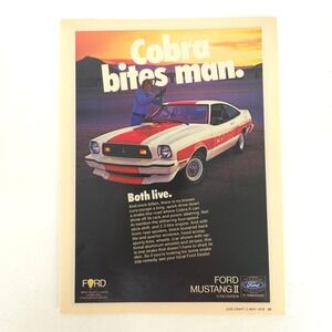 Vintage Ford Mustang II Cobra Print Ad Coupe Muscle Car Show Display Art 1978